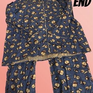 Lands' End Blue Snowman Print Pajama Set